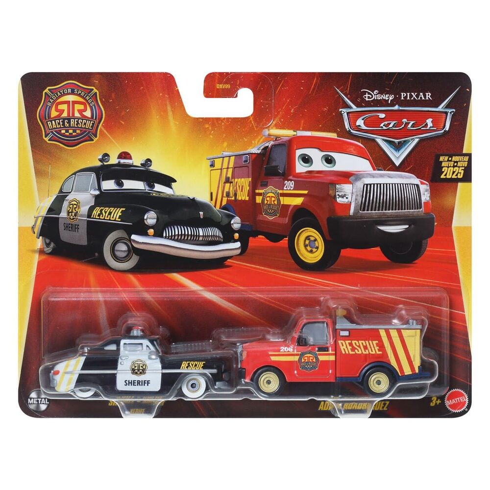 NWT Disney Pixar Cars 1:55 Metal 2-Pack Sheriff & EMS Truck